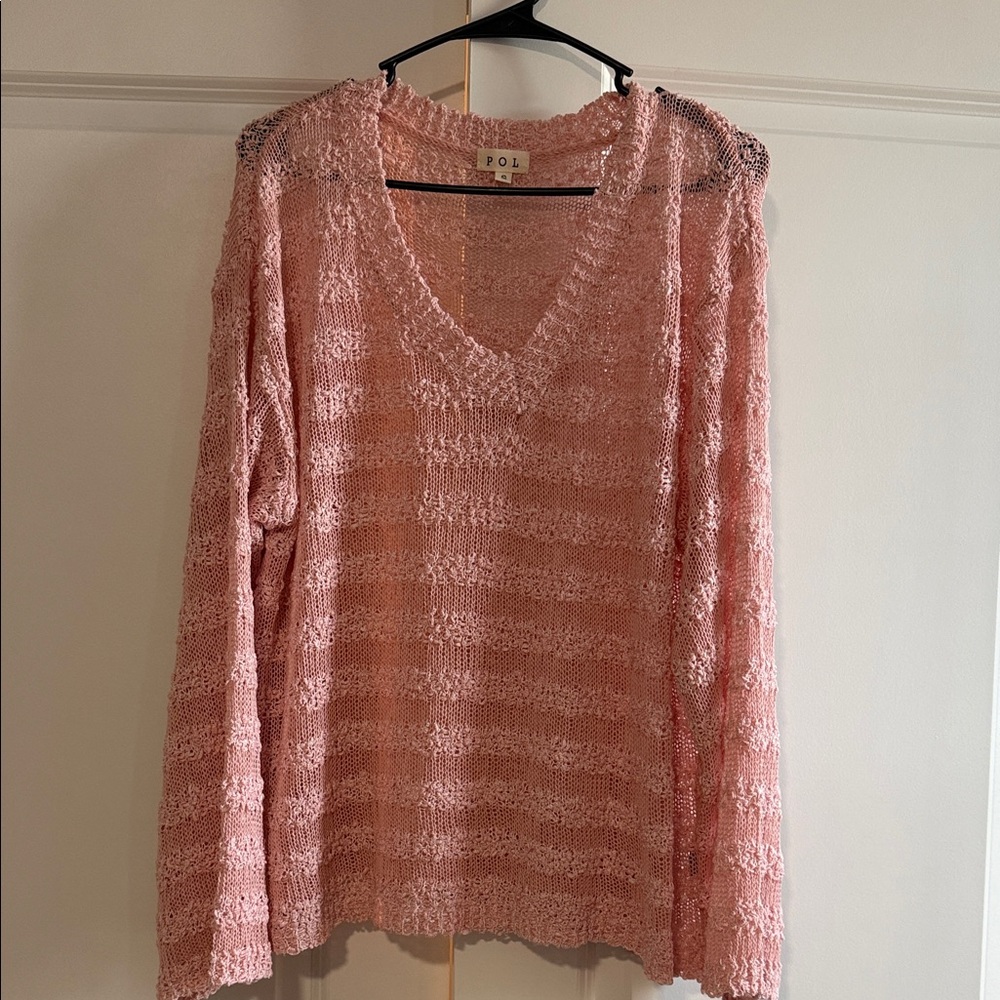 POL Women's Soft Pink V-Neck Sweater